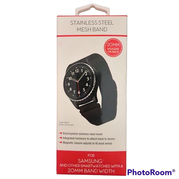 New! Black Stainless Steel Mesh Band for 20mm Smartwatch! -Universal - Picture 1 of 7
